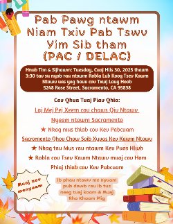Junta del Grupo Asesor de Padres (PAC / DELAC) Fecha y Hora: Martes, 30 de septiembre del 2025 a las 3:30 p. m. en la Sala de Juntas del Distrito Escolar  Robla.  5248 Rose Street, Sacr﻿amento, CA 95838 Presentadores Invitados: Bibliotecas públicas de Sacramento. Acceso y Recursos. Oficina de Educación del Condado de Sacramento. Acceso a la Salud Mental Programas y Servicios ofrecidos a través de las escuelas de Robla  Un libro gratuito infantil  por participante y premios de rifa. Cuidado de niños disponible
